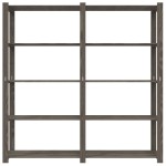 vidaXL Suport depozitare 5 niveluri gri, 170x38x170 cm, lemn masiv pin vidaXL Suport depozitare 5 niveluri gri, 170x38x170 cm, lemn masiv pin