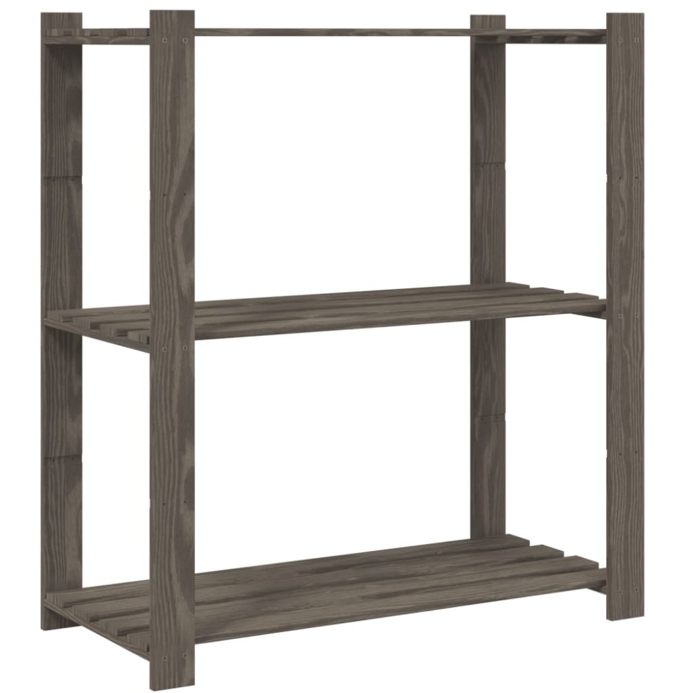 vidaXL Suport de depozitare 3 niveluri gri 80x38x90 cm lemn masiv pin