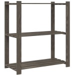 vidaXL Suport de depozitare 3 niveluri gri 80x38x90 cm lemn masiv pin vidaXL Suport de depozitare 3 niveluri gri 80x38x90 cm lemn masiv pin