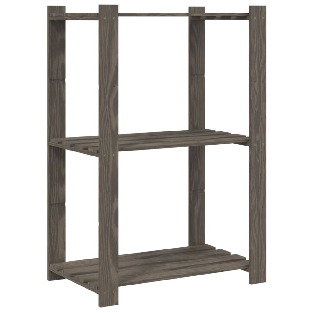 vidaXL Suport de depozitare 3 niveluri gri 60x38x90 cm lemn masiv pin