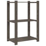 vidaXL Suport de depozitare 3 niveluri gri 60x38x90 cm lemn masiv pin vidaXL Suport de depozitare 3 niveluri gri 60x38x90 cm lemn masiv pin