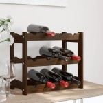 vidaXL Suport sticle de vin, 12 sticle, maro, lemn masiv de pin vidaXL Suport sticle de vin, 12 sticle, maro, lemn masiv de pin