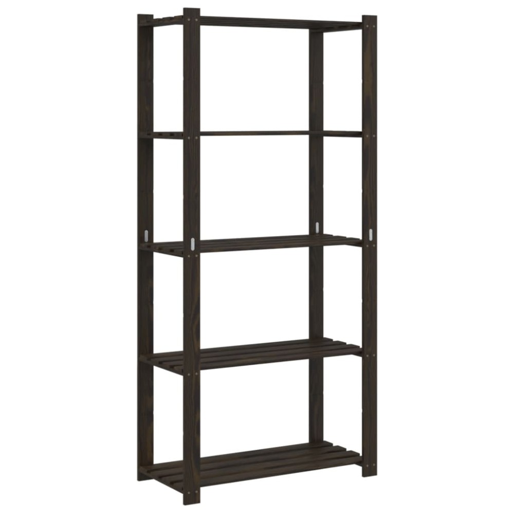 vidaXL Suport depozitare 5 niveluri negru 80x38x170 cm lemn masiv pin