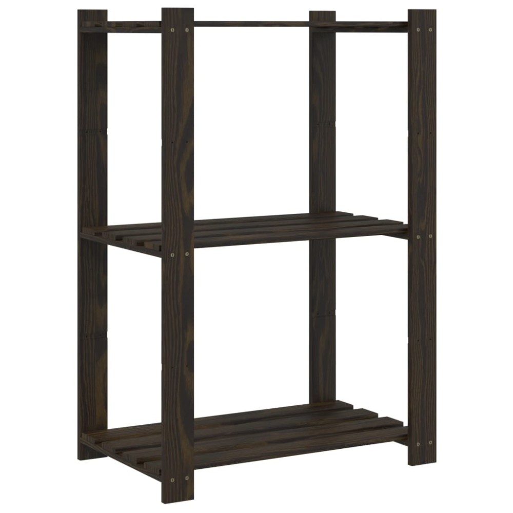 vidaXL Suport depozitare 3 niveluri, negru, 60x38x90cm, lemn masiv pin