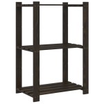 vidaXL Suport depozitare 3 niveluri, negru, 60x38x90cm, lemn masiv pin vidaXL Suport depozitare 3 niveluri, negru, 60x38x90cm, lemn masiv pin