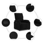 vidaXL Fotoliu rabatabil, negru, material textil vidaXL Fotoliu rabatabil, negru, material textil