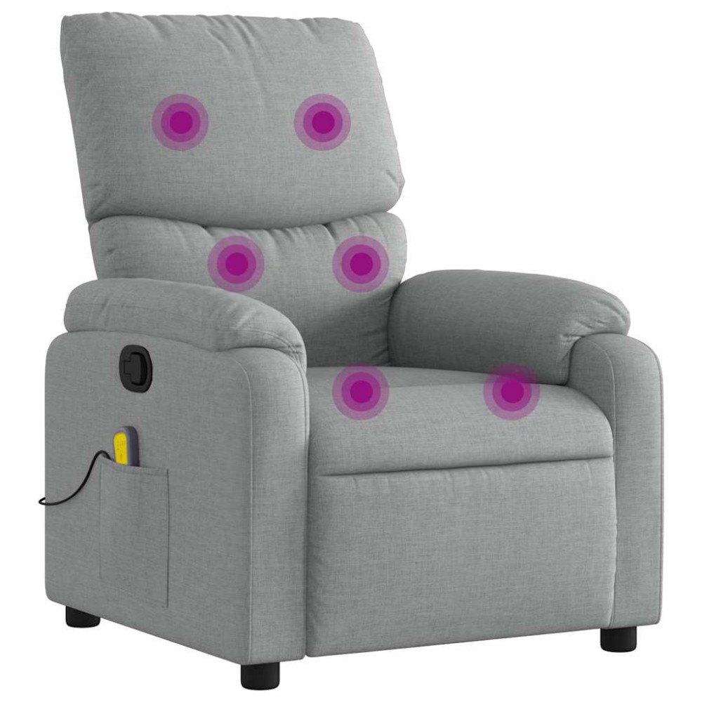 vidaXL Fotoliu de masaj rabatabil, gri deschis, textil