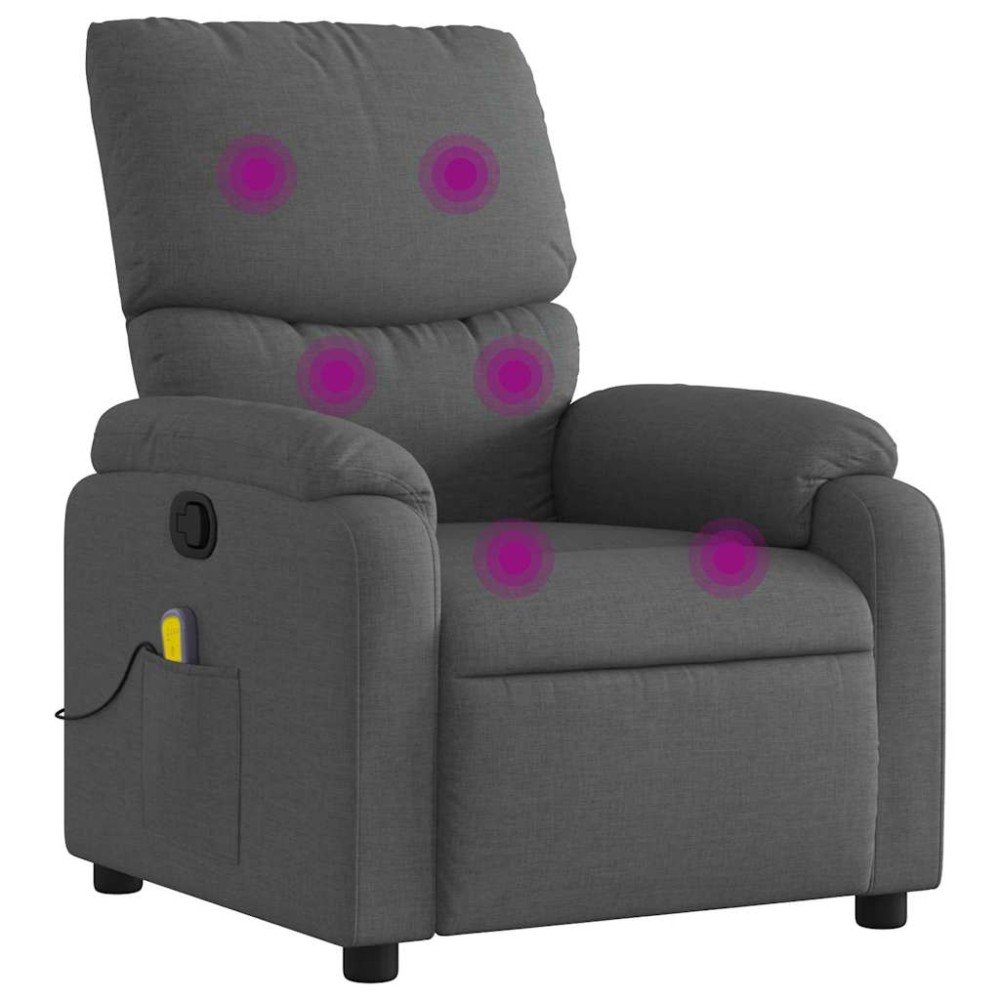vidaXL Fotoliu de masaj rabatabil, gri închis, material textil