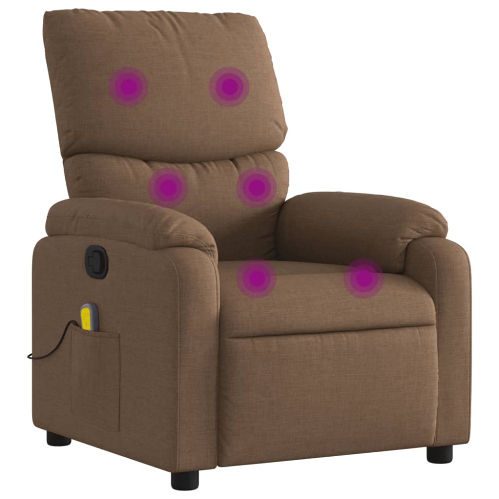 vidaXL Fotoliu de masaj rabatabil, maro, material textil