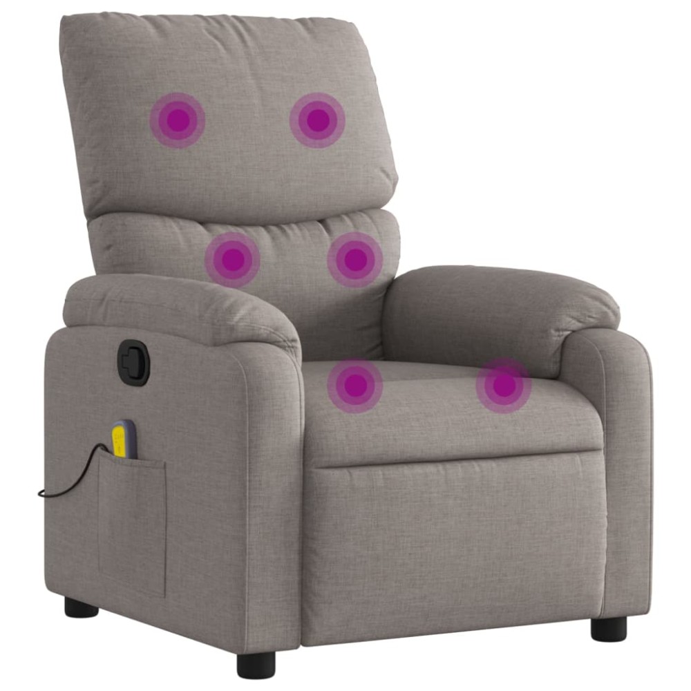 vidaXL Fotoliu de masaj rabatabil, gri taupe, material textil