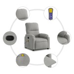 vidaXL Fotoliu de masaj rabatabil, gri deschis, microfibră vidaXL Fotoliu de masaj rabatabil, gri deschis, microfibră