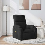 vidaXL Fotoliu de masaj rabatabil, negru, microfibră vidaXL Fotoliu de masaj rabatabil, negru, microfibră