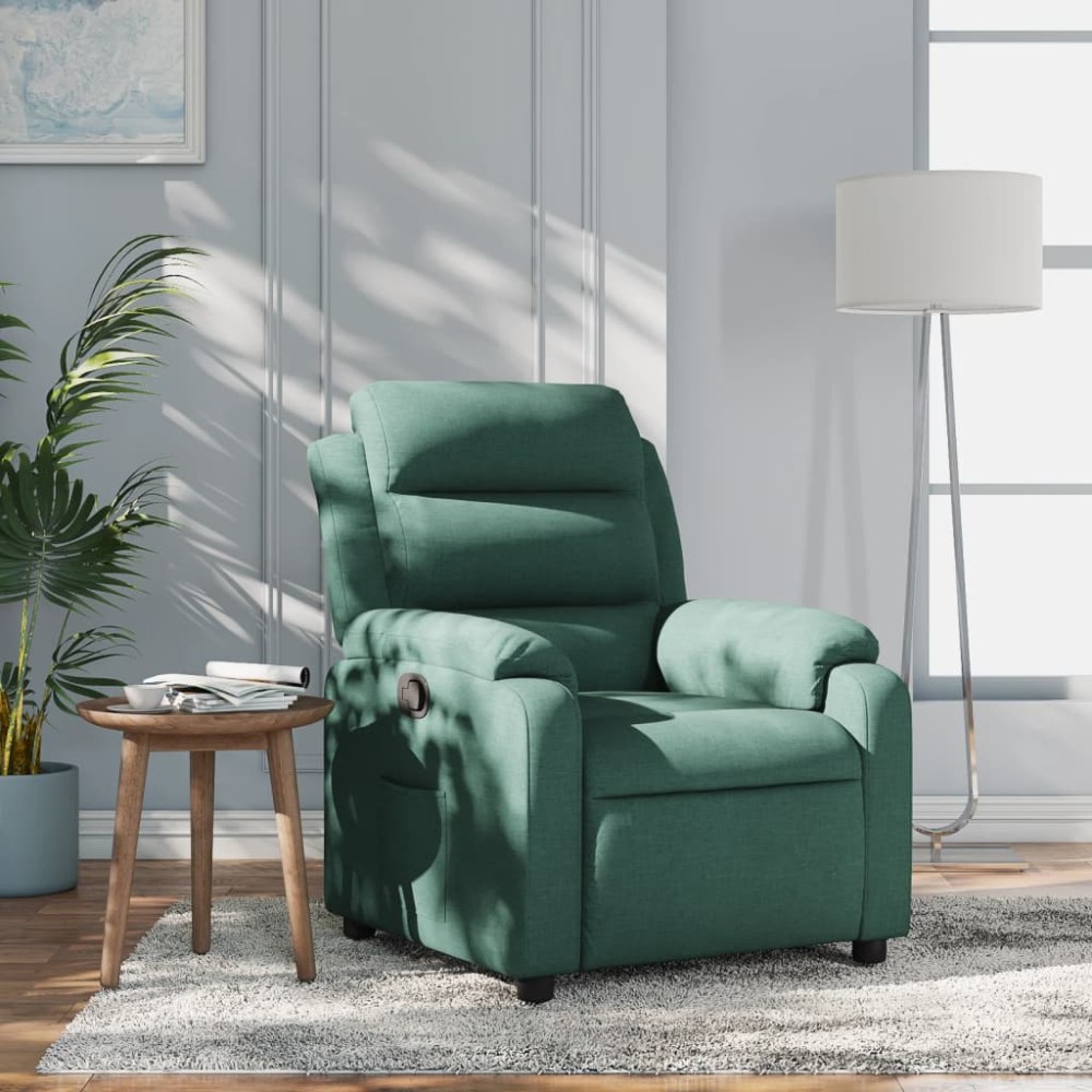 vidaXL Fotoliu rabatabil, verde închis, material textil