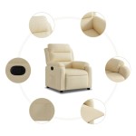 vidaXL Fotoliu rabatabil, crem, material textil