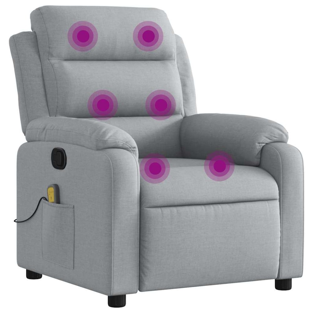 vidaXL Fotoliu de masaj rabatabil, gri deschis, textil