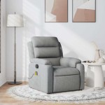vidaXL Fotoliu de masaj rabatabil, gri deschis, textil vidaXL Fotoliu de masaj rabatabil, gri deschis, textil