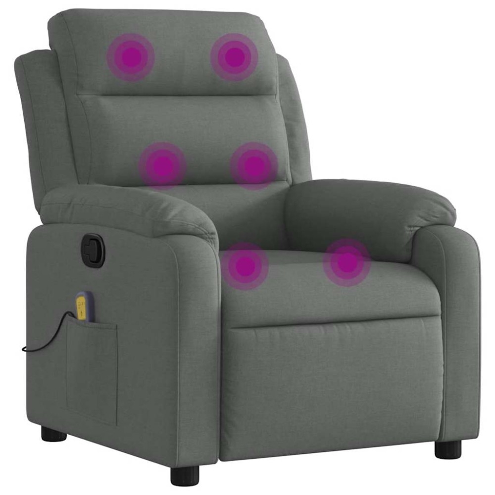 vidaXL Fotoliu de masaj rabatabil, gri închis, material textil