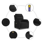 vidaXL Fotoliu de masaj rabatabil, negru, material textil vidaXL Fotoliu de masaj rabatabil, negru, material textil