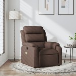 vidaXL Fotoliu de masaj rabatabil, maro închis, material textil vidaXL Fotoliu de masaj rabatabil, maro închis, material textil