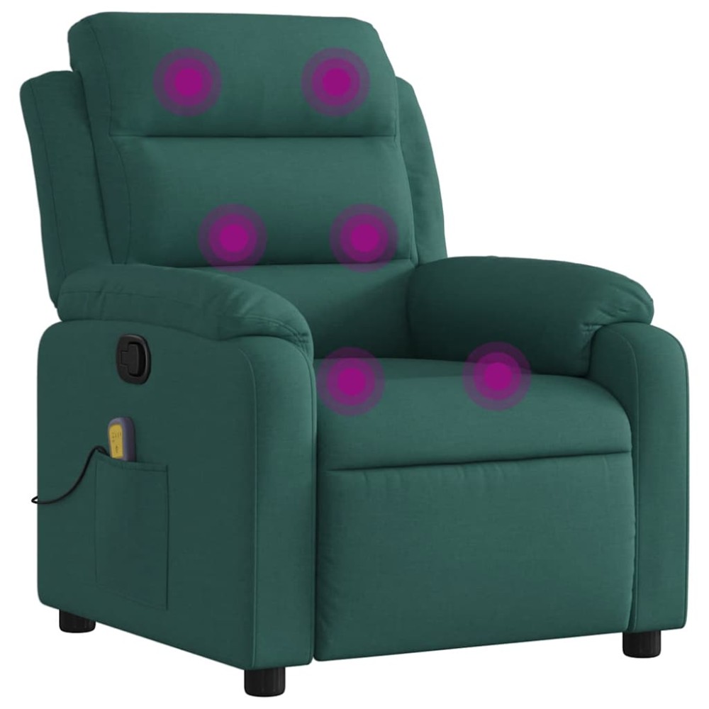 vidaXL Fotoliu de masaj rabatabil, verde închis, material textil