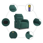 vidaXL Fotoliu de masaj rabatabil, verde închis, material textil vidaXL Fotoliu de masaj rabatabil, verde închis, material textil