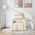 vidaXL Fotoliu rabatabil de masaj, crem, material textil