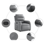 vidaXL Fotoliu rabatabil, gri, piele ecologică