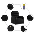 vidaXL Fotoliu rabatabil cu masaj, negru, piele ecologică