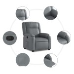 vidaXL Fotoliu rabatabil, gri, piele ecologică