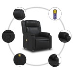 vidaXL Fotoliu rabatabil cu masaj, negru, piele ecologică