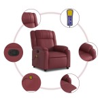 vidaXL Fotoliu de masaj rabatabil, roșu vin, piele ecologică vidaXL Fotoliu de masaj rabatabil, roșu vin, piele ecologică