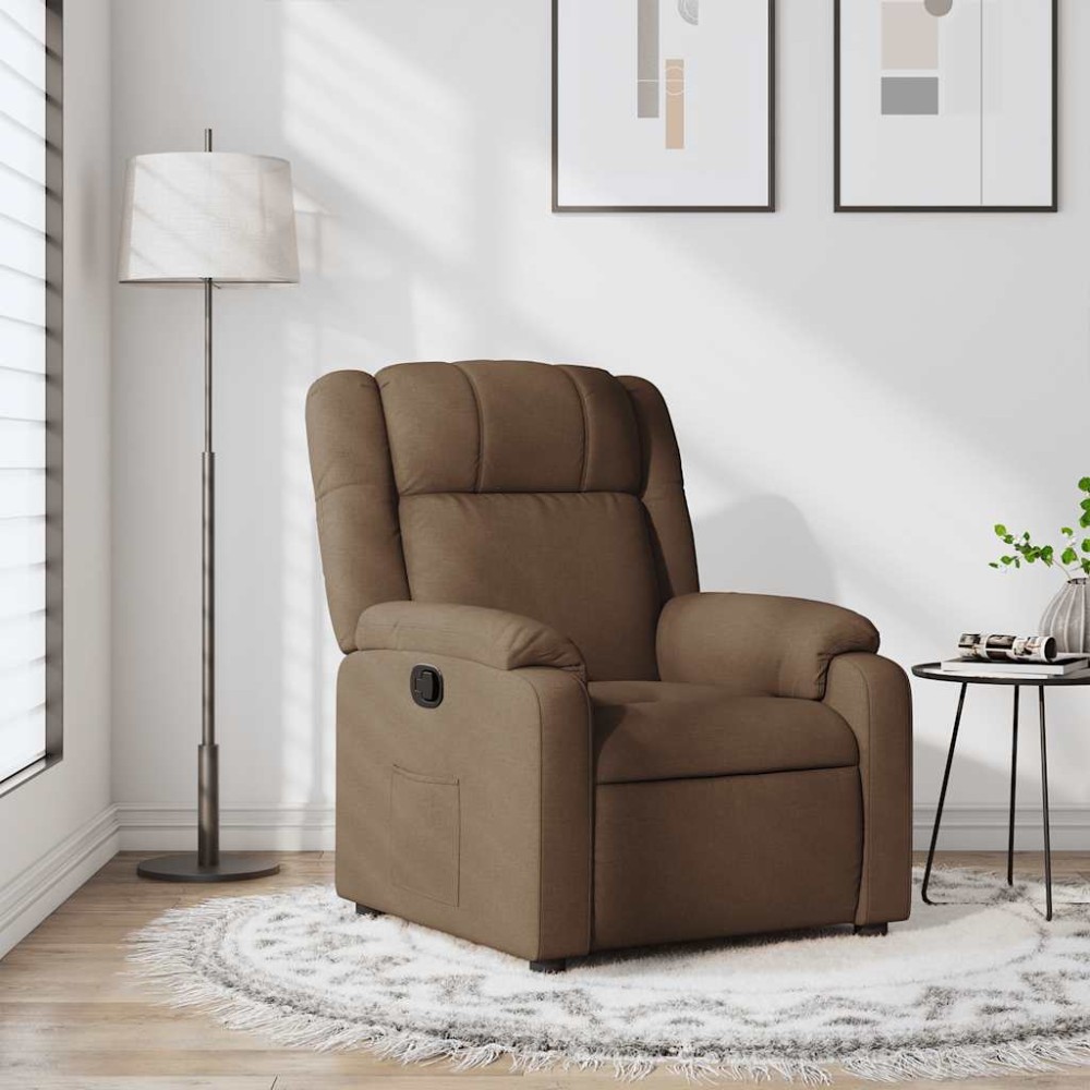 vidaXL Fotoliu rabatabil, maro, material textil