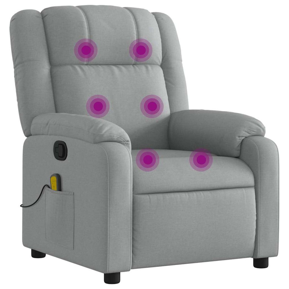 vidaXL Fotoliu de masaj rabatabil, gri deschis, textil