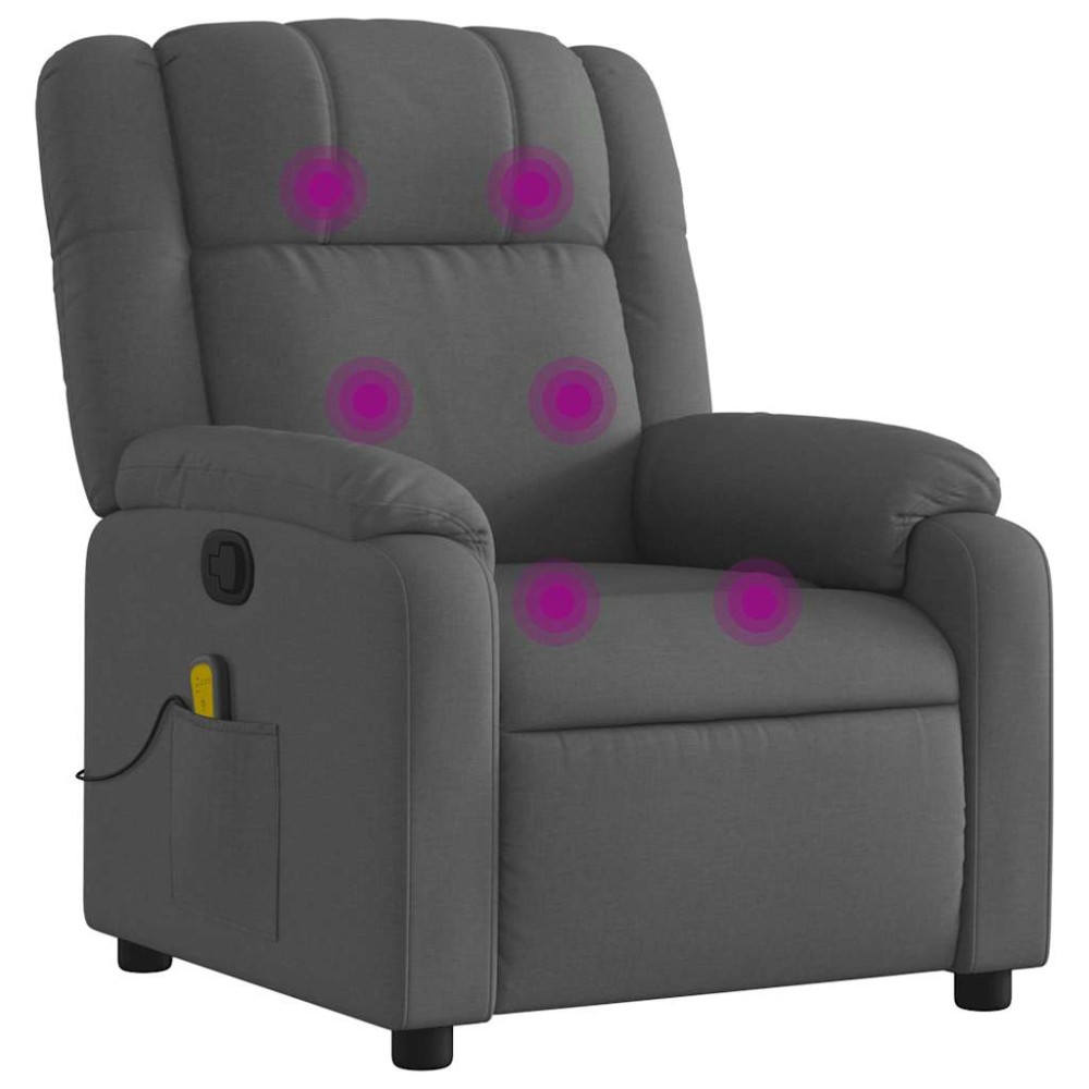 vidaXL Fotoliu de masaj rabatabil, gri închis, material textil