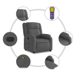 vidaXL Fotoliu de masaj rabatabil, gri închis, material textil