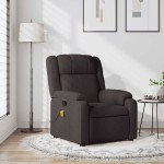 vidaXL Fotoliu de masaj rabatabil, maro închis, material textil