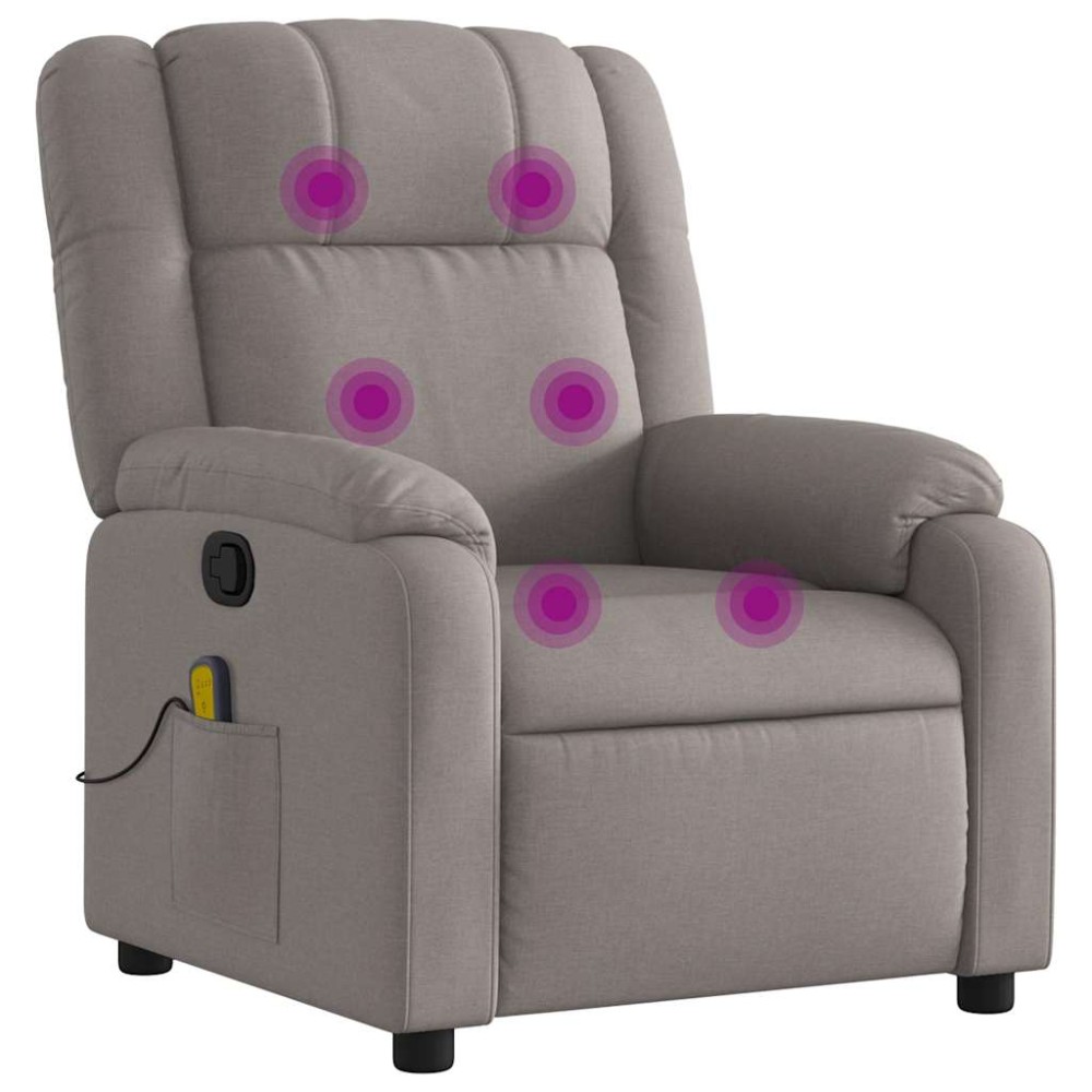 vidaXL Fotoliu de masaj rabatabil, gri taupe, material textil