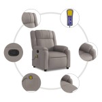 vidaXL Fotoliu de masaj rabatabil, gri taupe, material textil