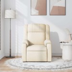 vidaXL Fotoliu rabatabil de masaj, crem, material textil