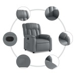 vidaXL Fotoliu rabatabil, gri, piele ecologică