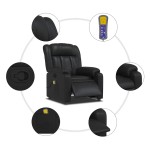 vidaXL Fotoliu rabatabil cu masaj, negru, piele ecologică