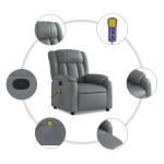 vidaXL Fotoliu de masaj rabatabil, gri, piele ecologică