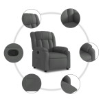 vidaXL Fotoliu rabatabil, gri închis, material textil