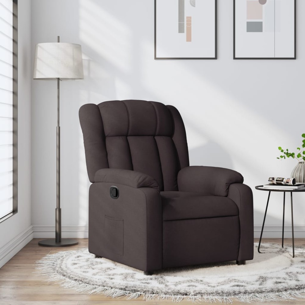 vidaXL Fotoliu rabatabil, maro închis, material textil