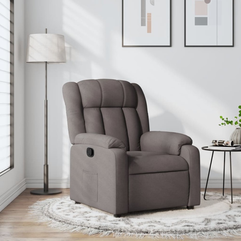 vidaXL Fotoliu rabatabil, gri taupe, material textil