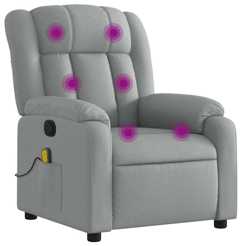 vidaXL Fotoliu de masaj rabatabil, gri deschis, textil