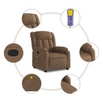 vidaXL Fotoliu de masaj rabatabil, maro, material textil