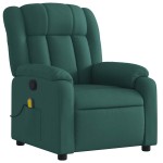 vidaXL Fotoliu de masaj rabatabil, verde închis, material textil vidaXL Fotoliu de masaj rabatabil, verde închis, material textil