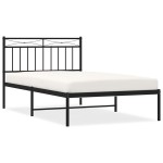vidaXL Cadru de pat din metal cu tăblie, negru, 100x200 cm