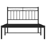 vidaXL Cadru de pat din metal cu tăblie, negru, 100x200 cm